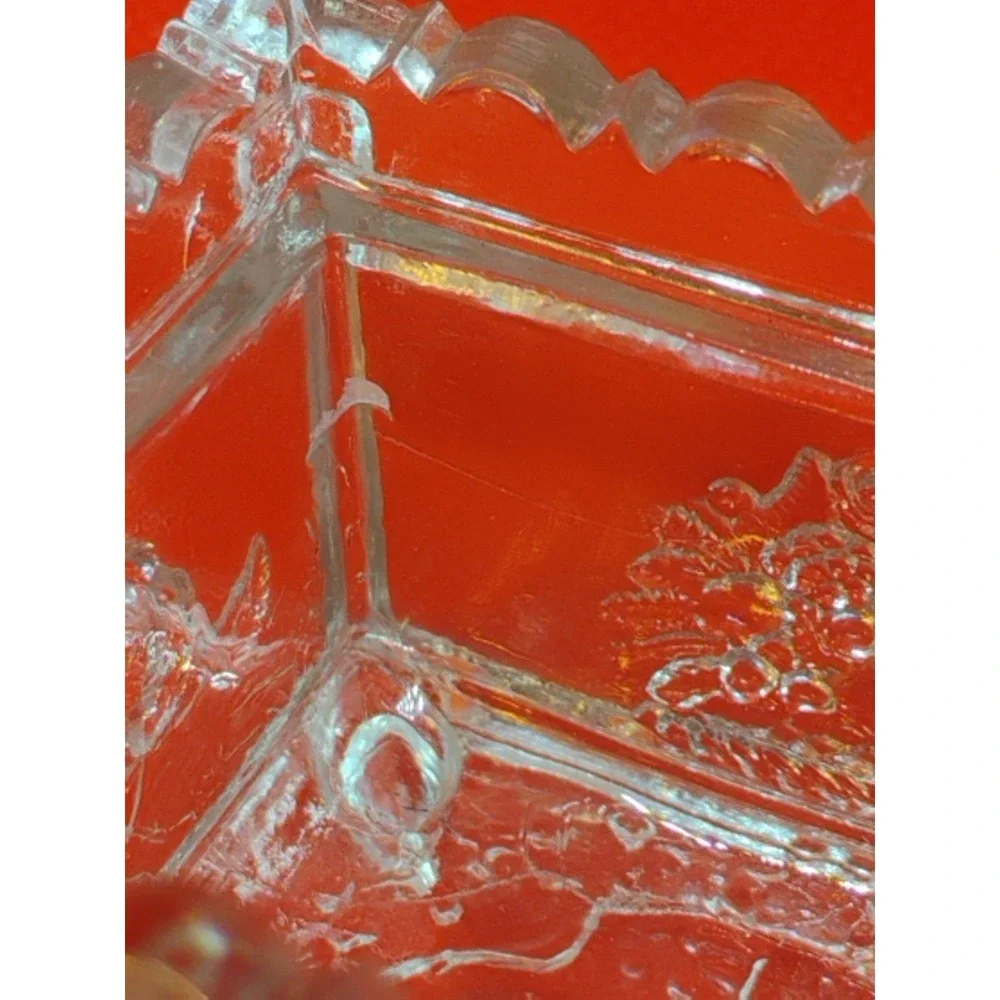 Antique New England NE Glass Company Boston Lacy Salt Dip Cellar 1820-1850s Flaw